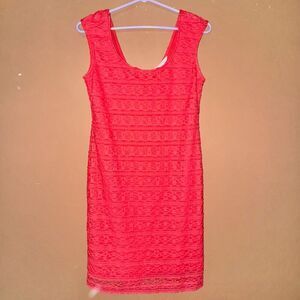 BCBGeneration Women's Hot Pink Lace Tank Top Dress - Small